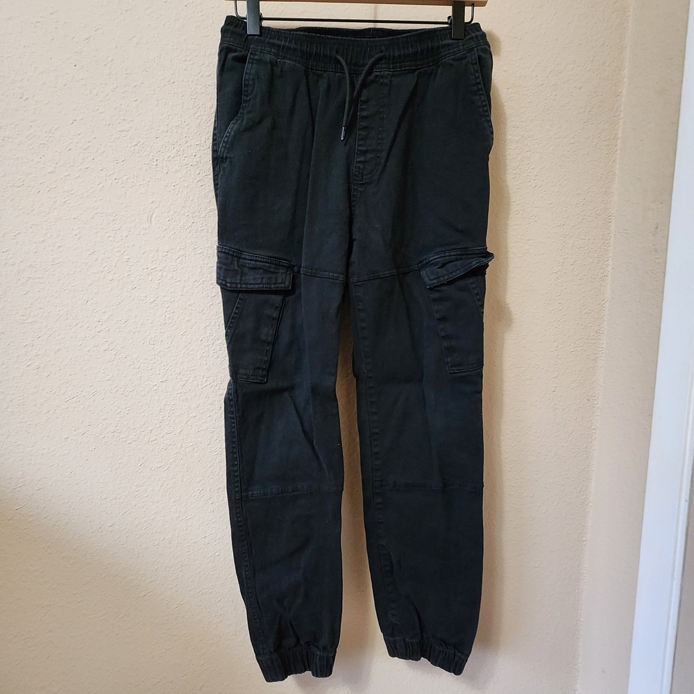 WXYZ Men's Black Cargo Drawstring Jogger Pants